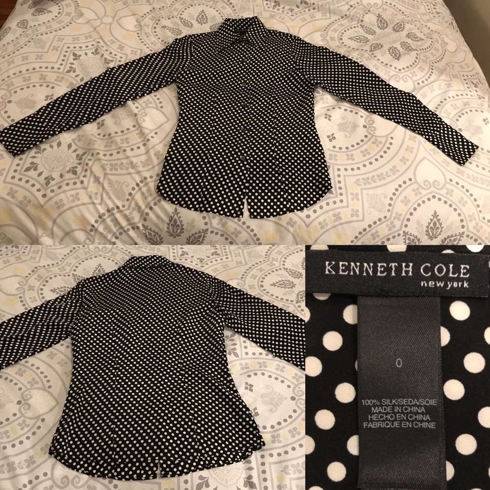 Kenneth Cole Silk Polkadot Blouse - Picture 16 of 16